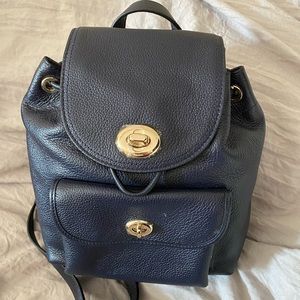 Coach Leather Small Backpack Navy